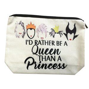 Disney Villians "I'd Rather be a Queen than a Princess" Travel Cosmetic Bag -NEW